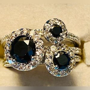 Silver plated Ring trio set.